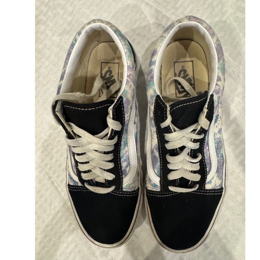 Vans Old‎ Skool Sneakers Womens 8.5 Black Tie Dye Low Top Good Suede Canvas